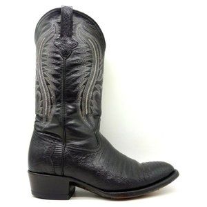 Trinity River Black Genuine Lizard Skin Cowboy Western Boots Shoes Men's 8.5 D